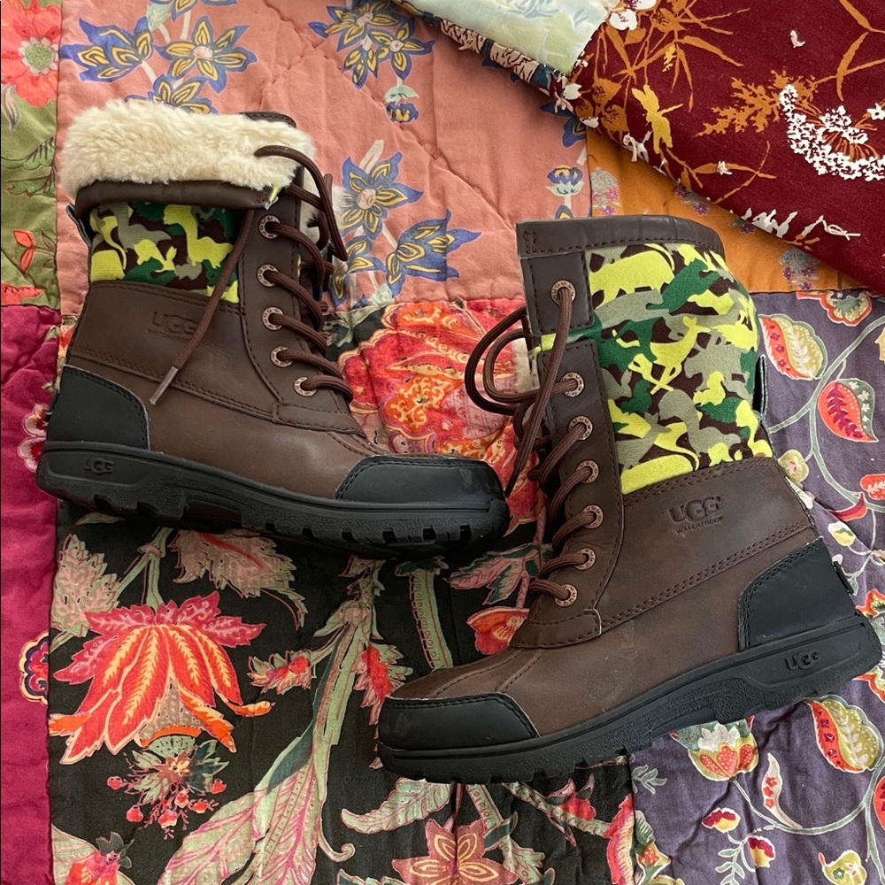 UGG Brown and Green Camouflage Boots